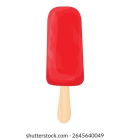 Sorvete de picolé de fruto colorido com sabor de morango, isolado em fundo branco. Verão tratar sobremesa. Ilustração vetorial 
