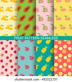 Colorful fruit seamless pattern set