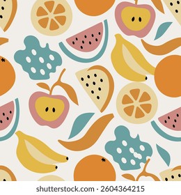 Colorful Fruit Seamless Pattern vector illustration 