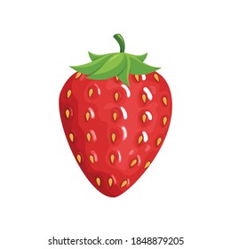 Fruta colorida. Icono de fresa. Berry de ilustraciones vectoriales y fruta al estilo de dibujos planos, aislados en blanco. Estilo de vida saludable o concepto de comida vegetariana