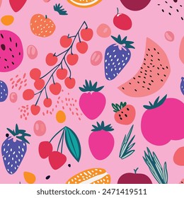  Colorful fruit. Vegan kitchen apple hand drawn, organic fruits or vegetarian food. Vector isolated icons illustration set