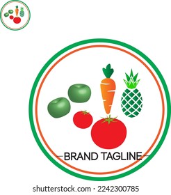 Colorful fruit  vegetables icon logo modern vector illustration.Logo fruit apple, pineapple, carrot and tomato.