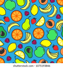 Colorful Fruits background Seamless food pattern