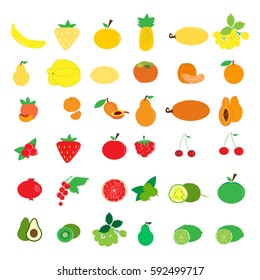 Colorful fruits, logo, symbol, icon. Green, red, orange, yellow.