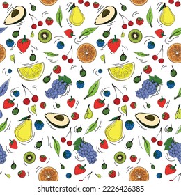 Colorful fruits pattern in vector. Seamless