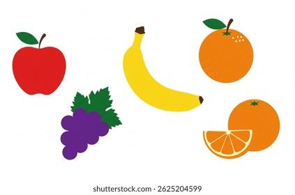 Colorful fruits silhouettes vector illustration on white background