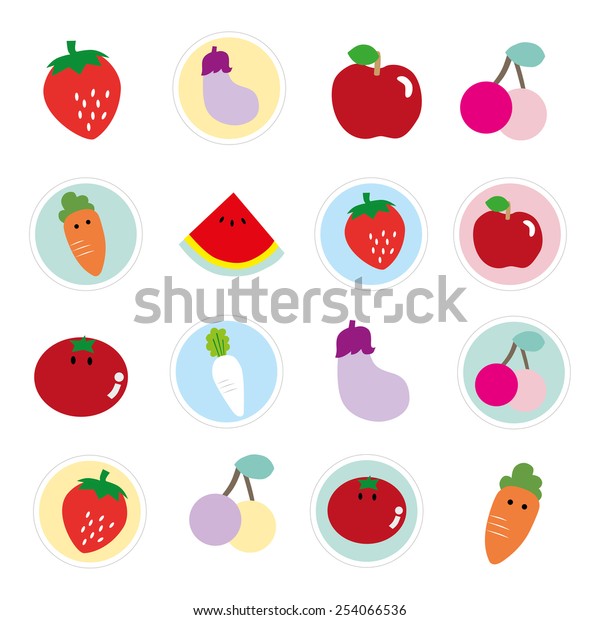 colorful fruits vegetables kids stock vector royalty free 254066536 https www shutterstock com image vector colorful fruits vegetables kids 254066536