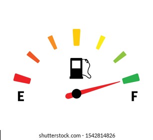 Colorful full fuel indicator isolated on white background. Gas tank gauge. Gasoline indicator meter. Vector illustration flat design.
