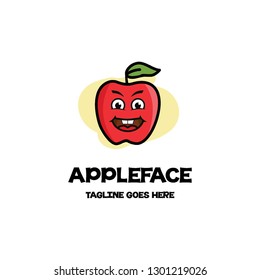 colorful fun apple face logo icon vector template