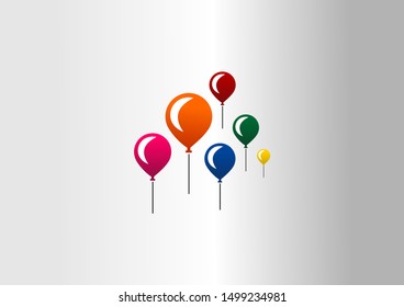 Colorful fun balloons logo. Vector illustration template