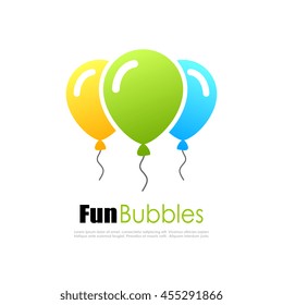 Colorful fun balloons logo vector illustration isolated on white background