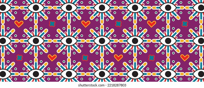 Colorful and fun, evil eye-shaped pattern.