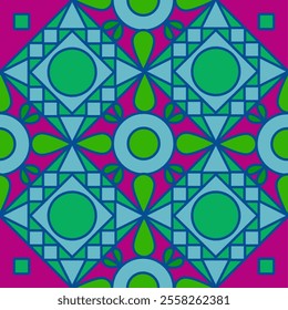 Colorful and fun geometric shapes seamless pattern for fabric, textile, tile, and gift wrapping paper. 