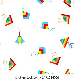 Colorful And Fun Kites Vector Seamless Pattern Flat Illustration