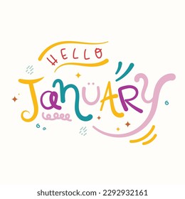 colorful fun lettering month typography january february march april june july august september october november december