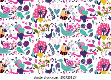 Colorful  fun party time seamless pattern,vector for cover,template,banner,printing design.