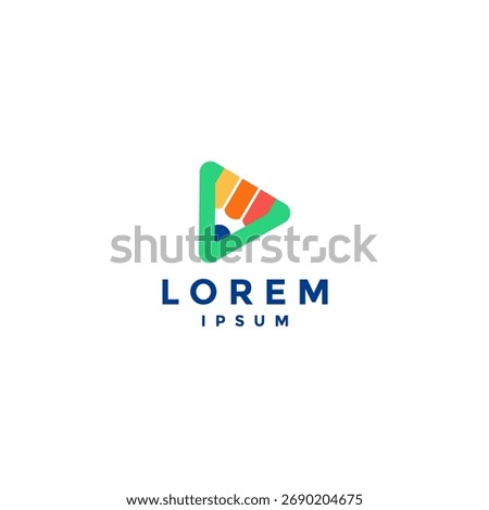 Colorful Fun Pencil Inside Triangle Logo Design. Fun Creative Educational Playful Logo Design.
