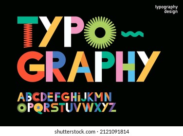 Colorful Fun Retro Typography Design Vector, Illustration