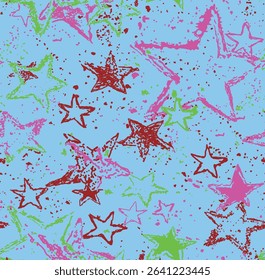 Colorful and fun seamless design with cute animals, stars, and hearts. Designed especially for children's and girly apparel, wallpaper, and digital use.
