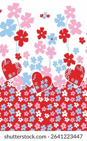 Colorful and fun seamless design with cute animals, stars, and hearts. Designed especially for children's and girly apparel, wallpaper, and digital use.
