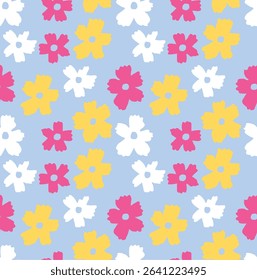 Colorful and fun seamless design with cute animals, stars, and hearts. Designed especially for children's and girly apparel, wallpaper, and digital use.