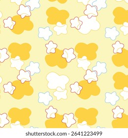 Colorful and fun seamless design with cute animals, stars, and hearts. Designed especially for children's and girly apparel, wallpaper, and digital use.
