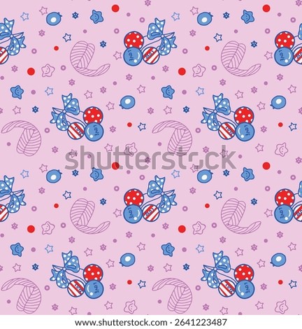Colorful and fun seamless design with cute animals, stars, and hearts. Designed especially for children's and girly apparel, wallpaper, and digital use.