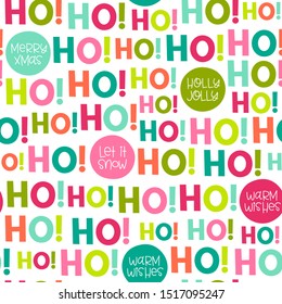 Colorful fun typography seamless pattern for christmas and new year background
