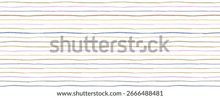 Colorful funky horizontal thin lines seamless pattern. Crayon or pencil drawn lined sheet of paper. Horizontal seamless texture for background with pencil thin lines or stripes. Kid's wrapping paper.