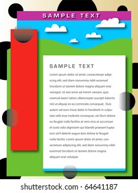 A colorful, funky landscape vector page template for web or print