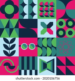 colorful funky neo geometry shapes pattern design