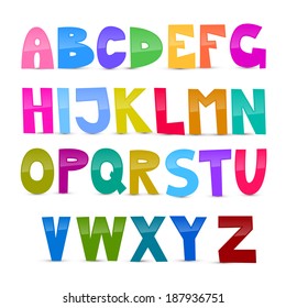 Colorful Funny Alphabet Set Isolated on White Background 