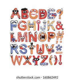 Colorful, funny alphabet set with party theme