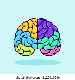 colorful funny brain vector illustration. inspirational brain cartoon