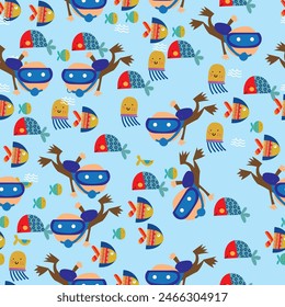 Colorful funny children seamless pattern. Cute wallpaper print.