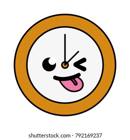 colorful funny circle clock kawaii cartoon