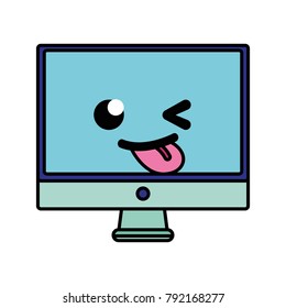 colorful funny computer screen kawaii cartoon