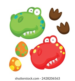 Colorful Funny Dinosaur Animal Cartoon Illustration Vector Clipart Sticker Background Decoration