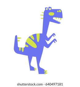 Colorful funny dinosaur. Prehistoric animal character vector Illustration