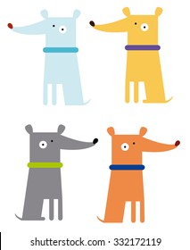 Colorful funny dogs set vector