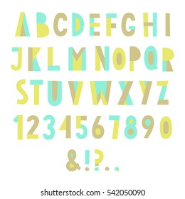 Colorful funny font. Vector hand drawn letters