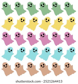 COLORFUL FUNNY HALLOWEEN GHOSTS DESIGN PATTERN TEXTURE WALLART