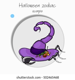 Colorful and funny halloween zodiac sign. Water element.