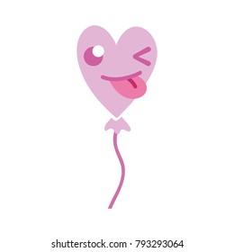 colorful funny heart balloon kawaii cartoon