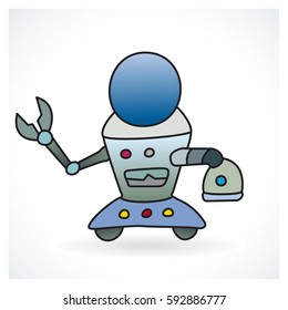 Colorful and funny robot design on a gradient background