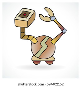 Colorful and funny robot design on a gradient background