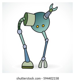 Colorful and funny robot design on a gradient background