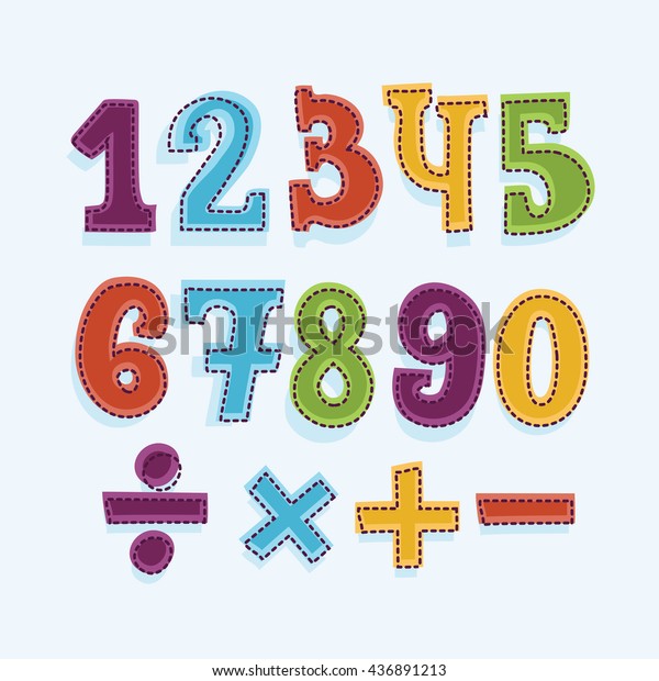 Colorful\
Funny set of Numbers Cartoon. Vector\
Collection