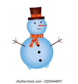 Colorful funny snowman. Vector cute snowman on a white background
