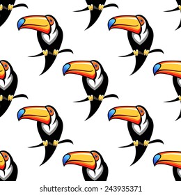 Colorful funny toucan bird seamless pattern for travel or wildlife design